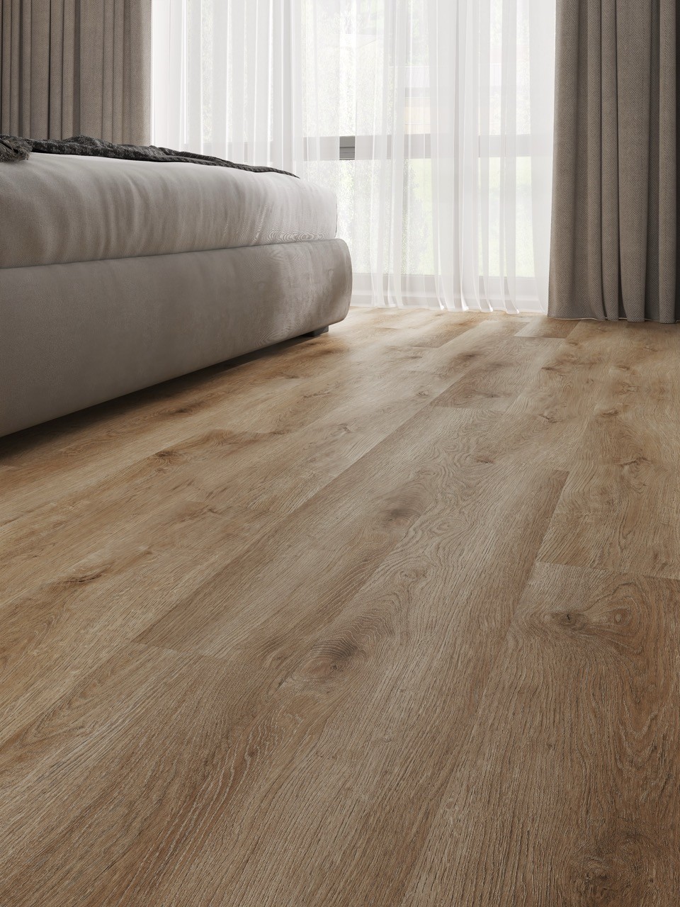 Кварцвиниловый SPC ламинат Cronafloor Nano Дуб Бремен ZH-82021-7 1200×180×3,5 фото в интерьере